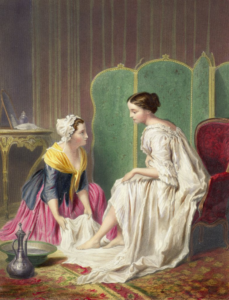 Detail of Maid Washing her Mistress' Feet by Anonymous Anonymous
