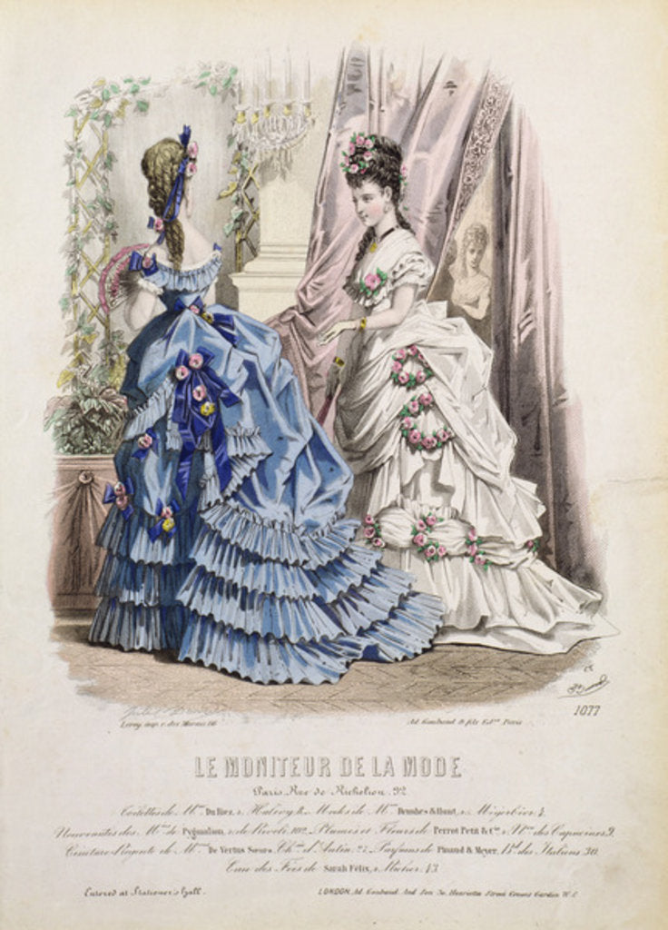 Detail of Fashion plate from 'Le Moniteur de la Mode' by French School