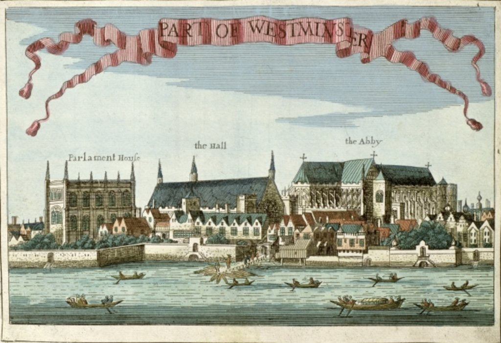 Detail of Westminster showing the Abbey, Hall and Parliament House by Robert Morden