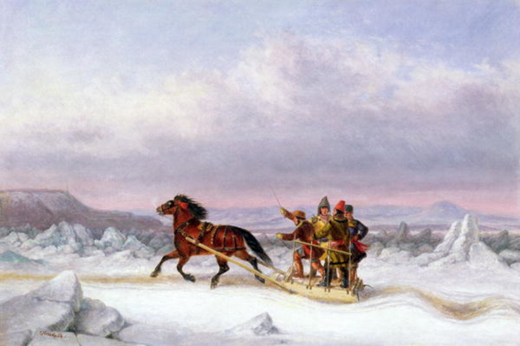 Crossing the St. Lawrence from Levis to Quebec on a Sleigh by Cornelius Krieghoff