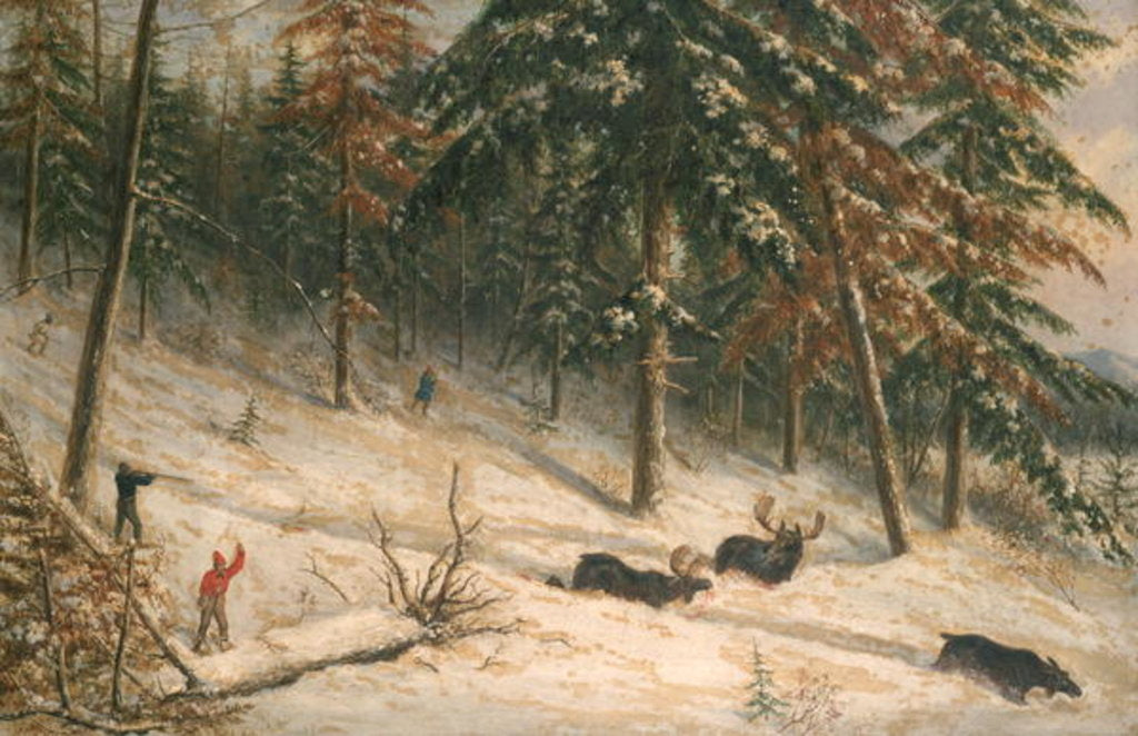 Detail of Hunting Moose by Cornelius Krieghoff