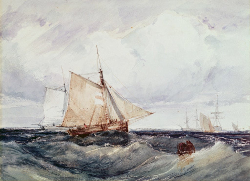 Detail of A Cutter and other Ships in a Strong Breeze by Richard Parkes Bonington