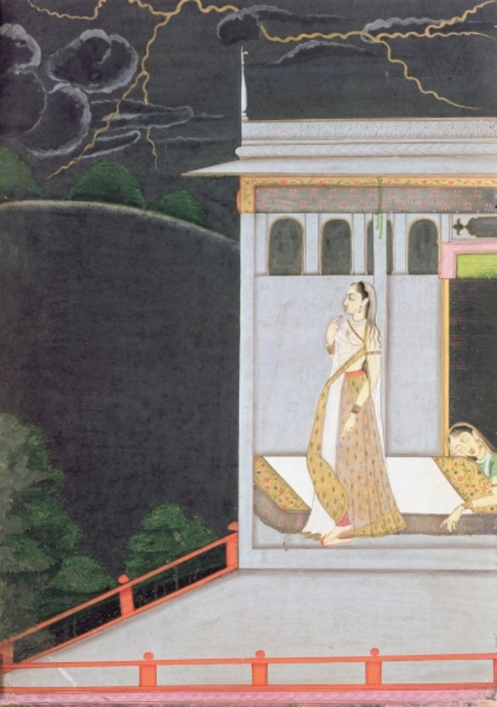 Detail of Lady waiting for her lover by Indian School