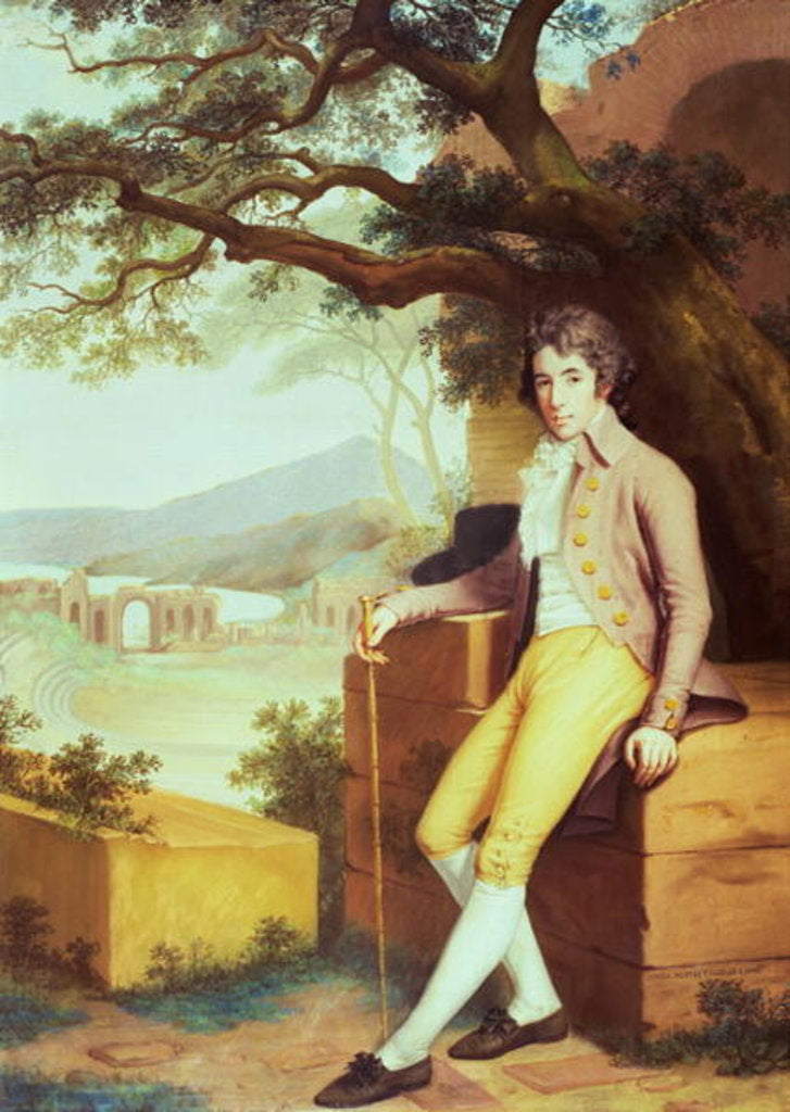 Detail of Portrait of Colonel David La Touche of Marcey with the Amphitheatre of Taormina and Etna Behind by Anna Nistri Tonelli