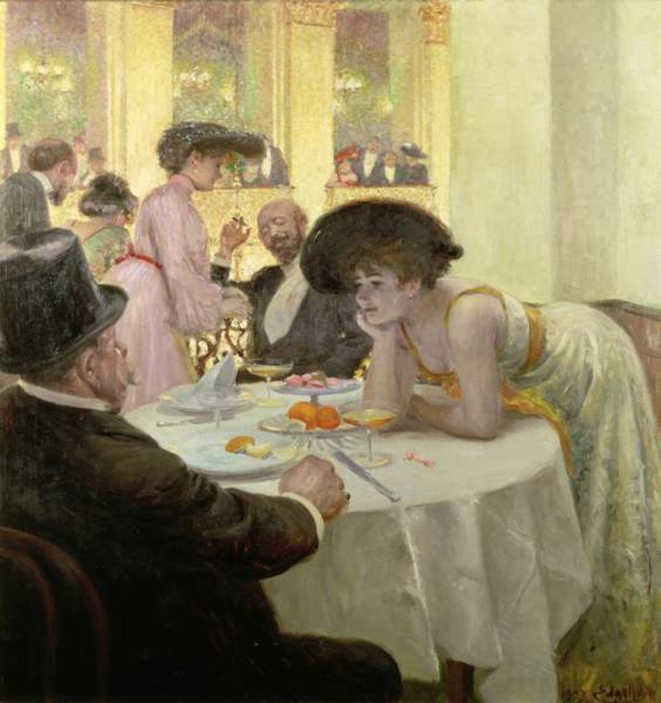 Detail of Dinner with Friends by Josef Engelhart