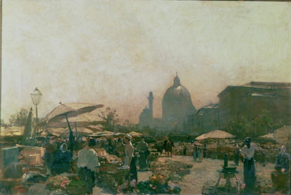 Detail of A Market with St. Charles' Church in the Distance, Vienna, c.1894 by Carl Moll
