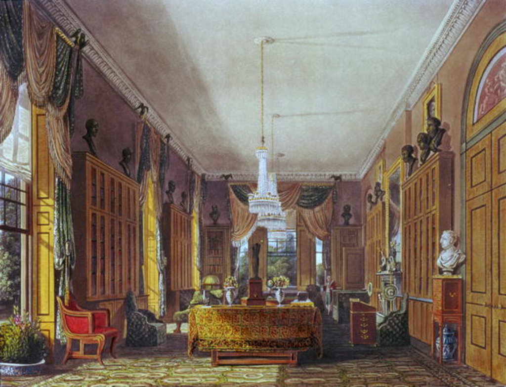 Detail of The Queen's Library, Frogmore, Pyne's 'Royal Residences', 1818 by William Henry Pyne