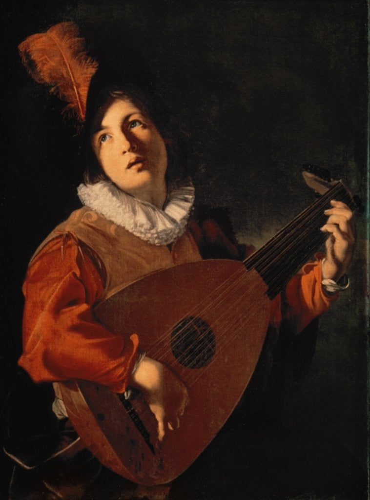 Detail of Young Man with a Lute by Bartolomeo Manfredi