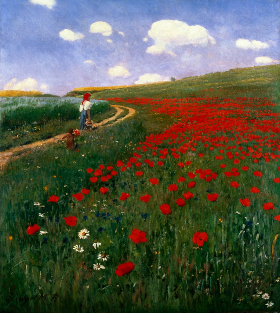 Detail of The Poppy Field by Pal Szinyei Merse