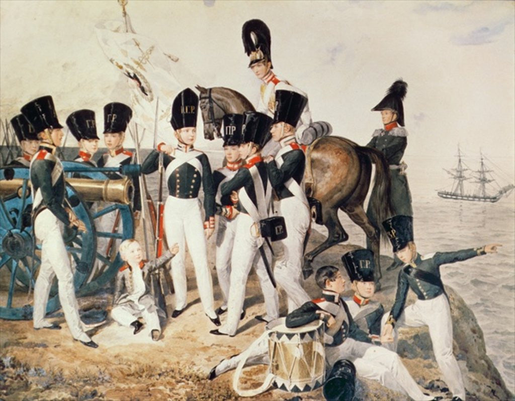 Detail of Tsarevich Alexander with his Cadets at Peterhof by Aleksandr Pavlovich Bryullov