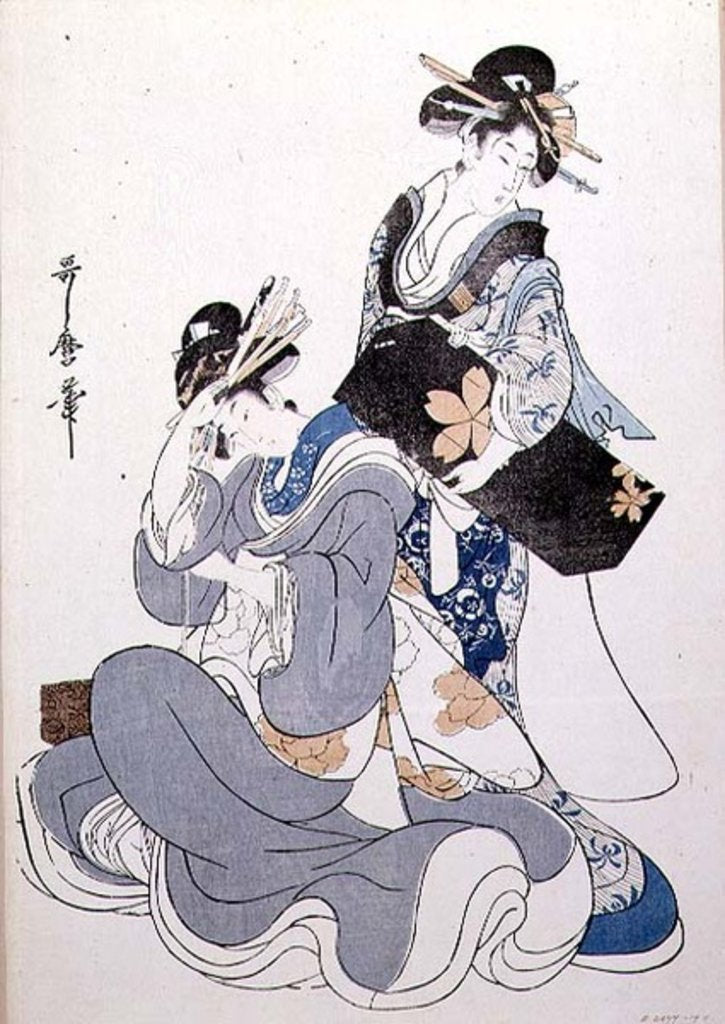 Detail of Two Female Figures by Kitagawa Utamaro