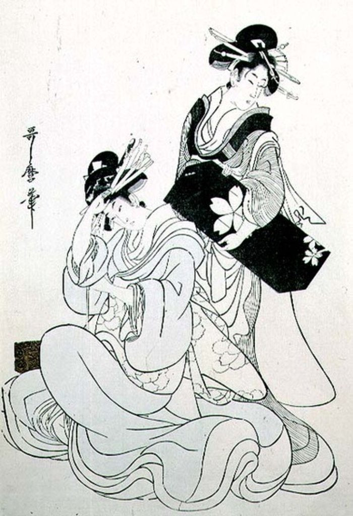 Detail of Two Female Figures by Kitagawa Utamaro
