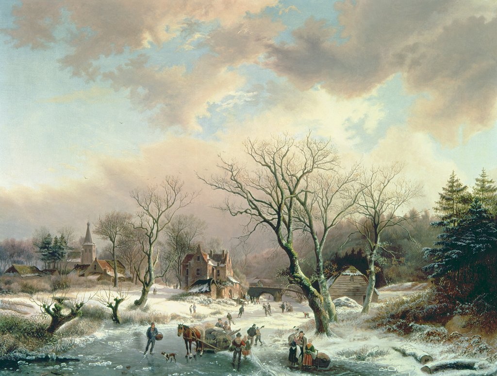 Detail of Winter Scene by Johannes Petrus van Velzen