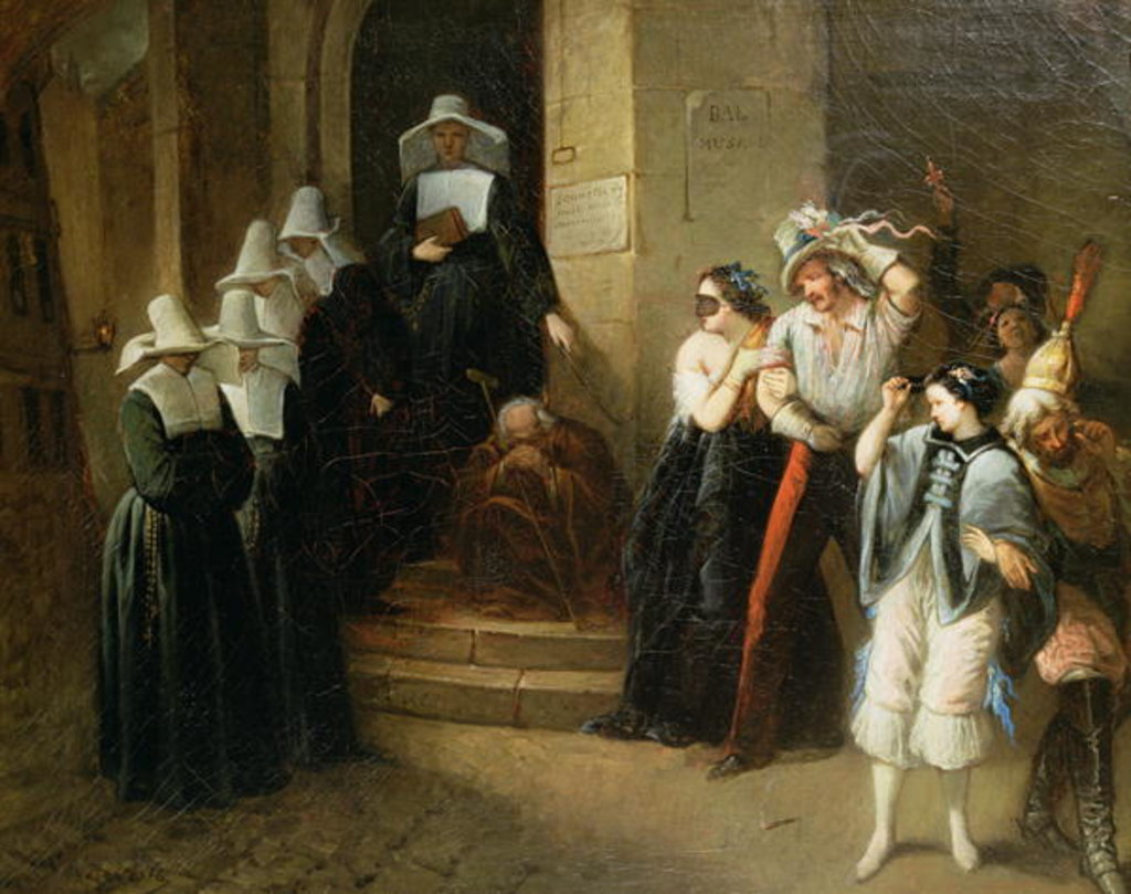 Detail of The Masked Ball, c.1870 by Henri Victor Deveria