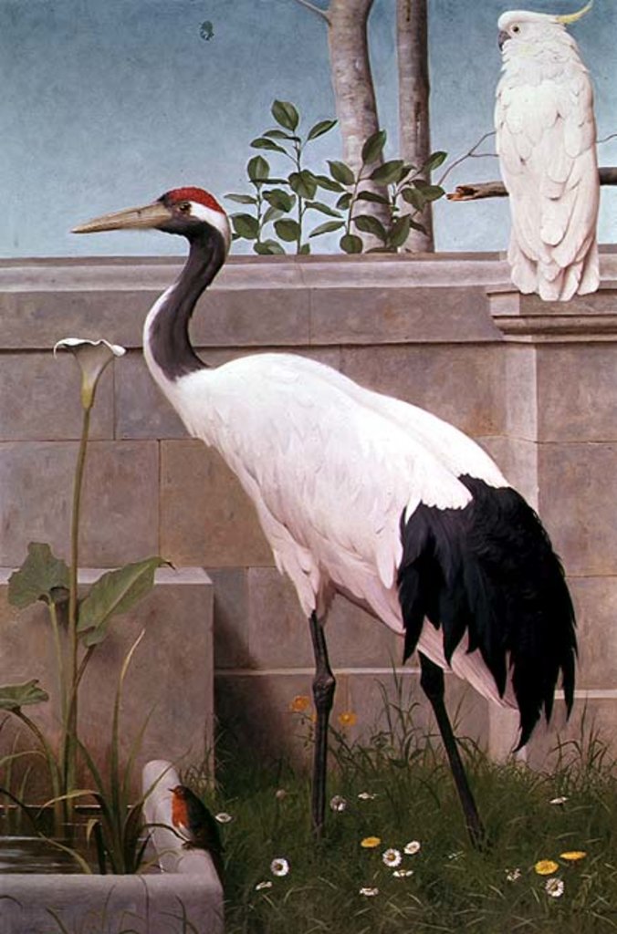 Detail of Manchurian Crane, Cockatoo and Robin by Henry Stacy Marks