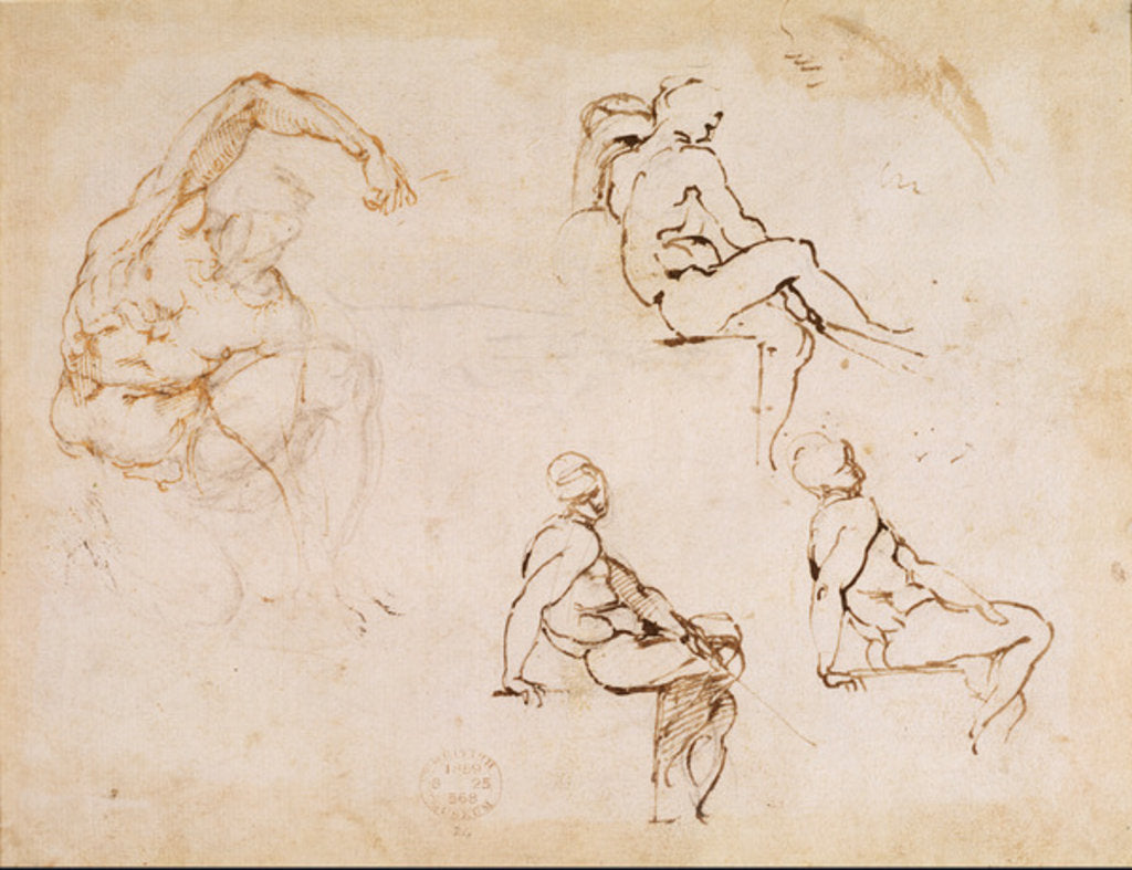 Detail of Figure Studies for a Man by Michelangelo Buonarroti