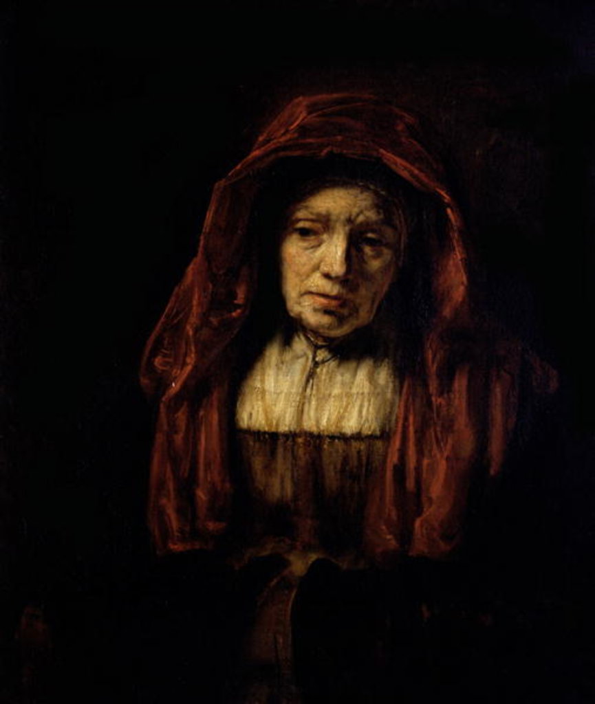 Detail of Portrait of an Old Woman by Rembrandt Harmensz. van Rijn