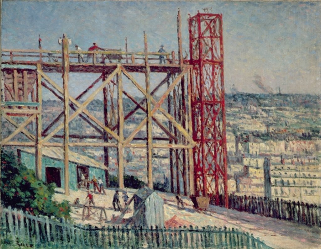 Detail of The Construction of the Sacre Coeur, c.1900 by Maximilien Luce