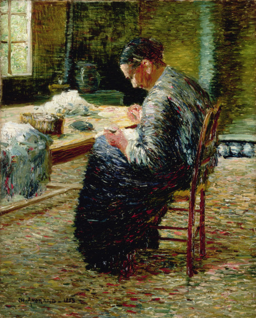 Detail of Portrait of the Artist's Mother Sewing by Charles Angrand