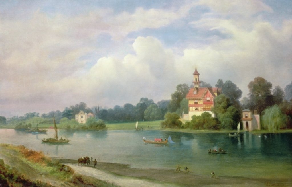Detail of A View of Pope's House and Radnor House at Twickenham by Alexandre le Bihan