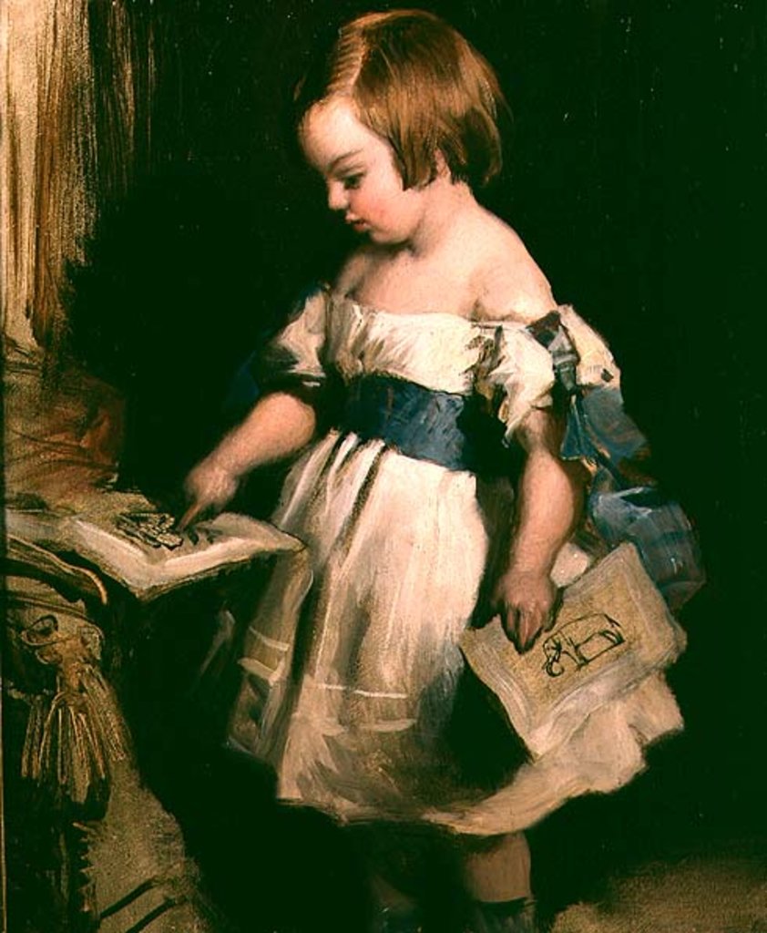 Detail of Child with a drawing by Edwin Landseer