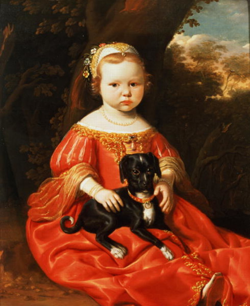Detail of Portrait of a Girl with a Dog by Jacob Gerritsz (attr. to) Cuyp