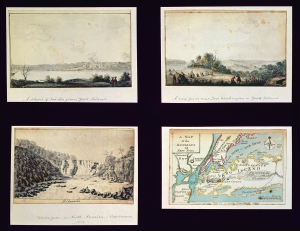 Detail of North American Scenes and a map of New York, c.1772 by Conleton