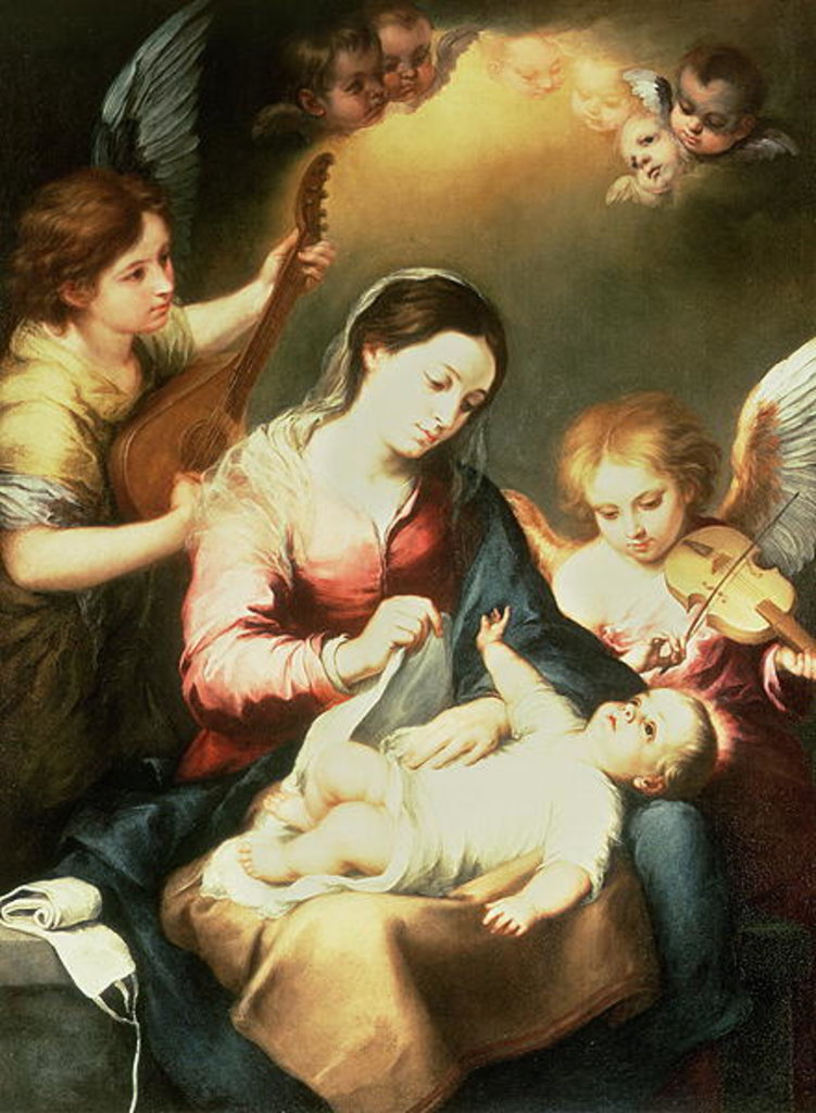 Detail of Virgin of the Swaddling Clothes by Bartolome Esteban Murillo