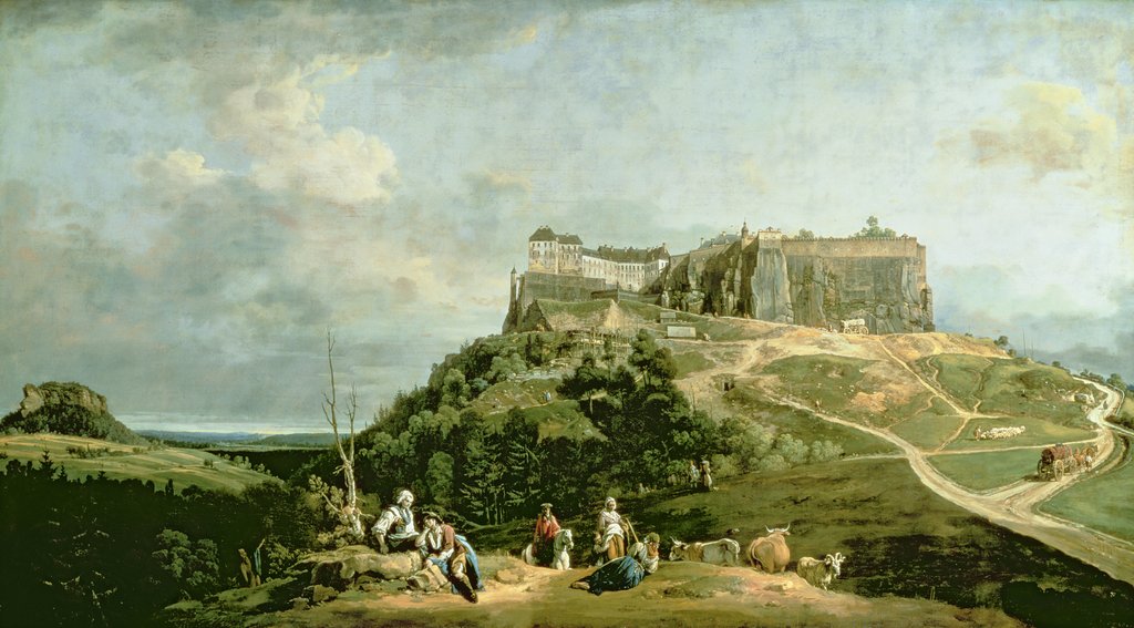 Detail of The Fortress of Konigstein, 18th century by Bernardo Bellotto
