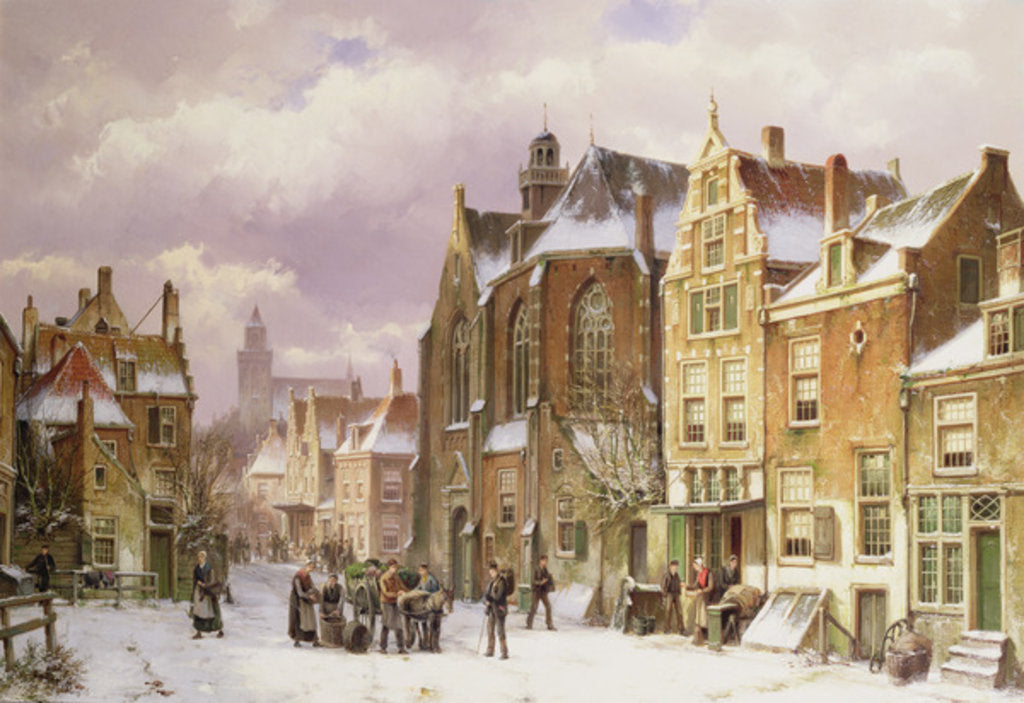Detail of Snow in Amsterdam by Willem Koekkoek