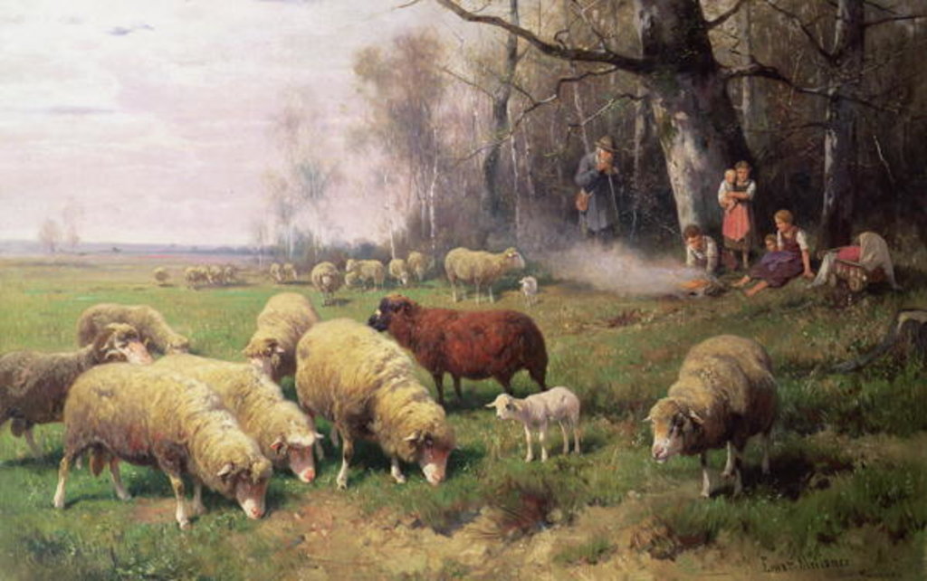 Detail of The Shepherd's Family by Adolf Ernst Meissner