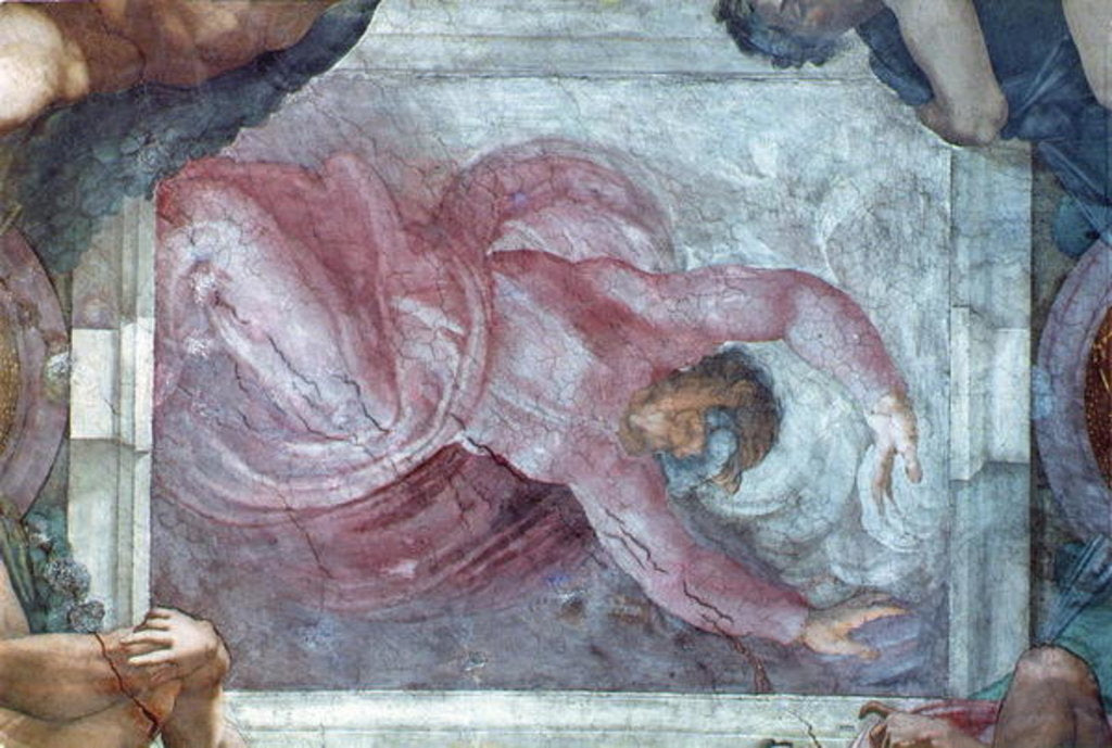 Detail of Sistine Chapel Ceiling: God Dividing Light from Darkness by Michelangelo Buonarroti