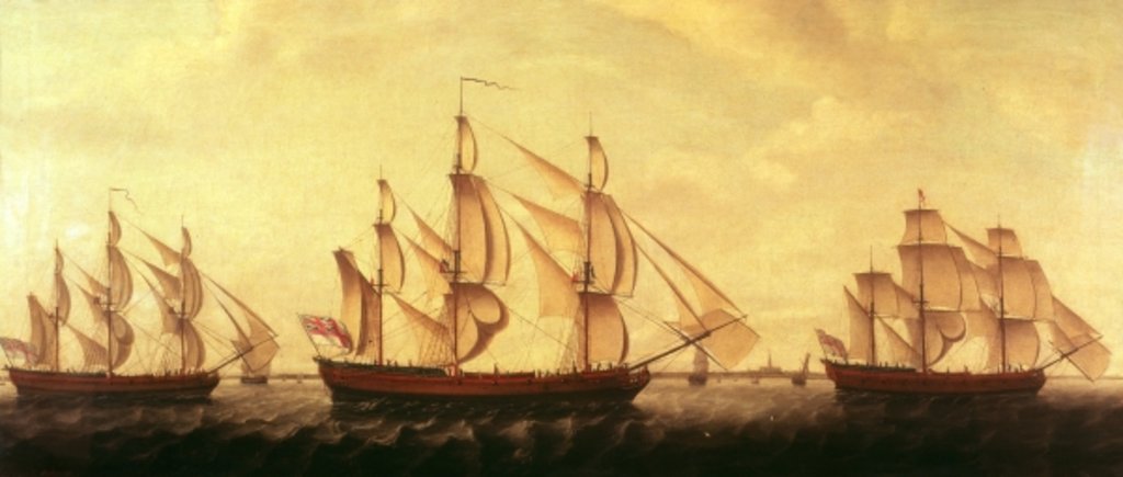 Detail of Three Hudson Bay ships in the Thames by Francis Holman