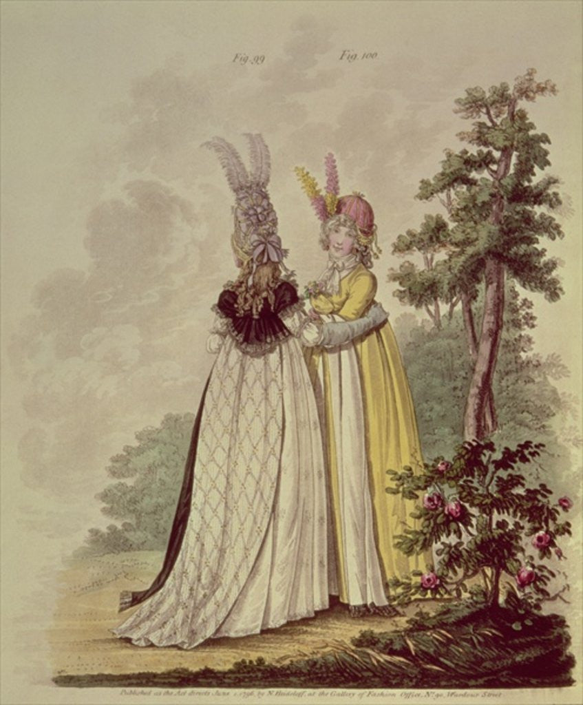 Detail of Walking dresses from N. Heideloff's `Gallery of Fashion' by Nicolaus von Heideloff