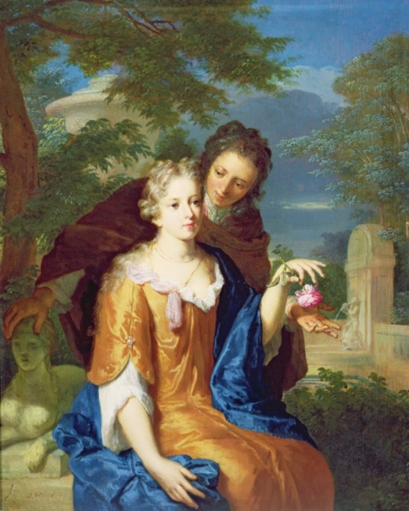 Detail of The Young Lovers by Gerard Hoet