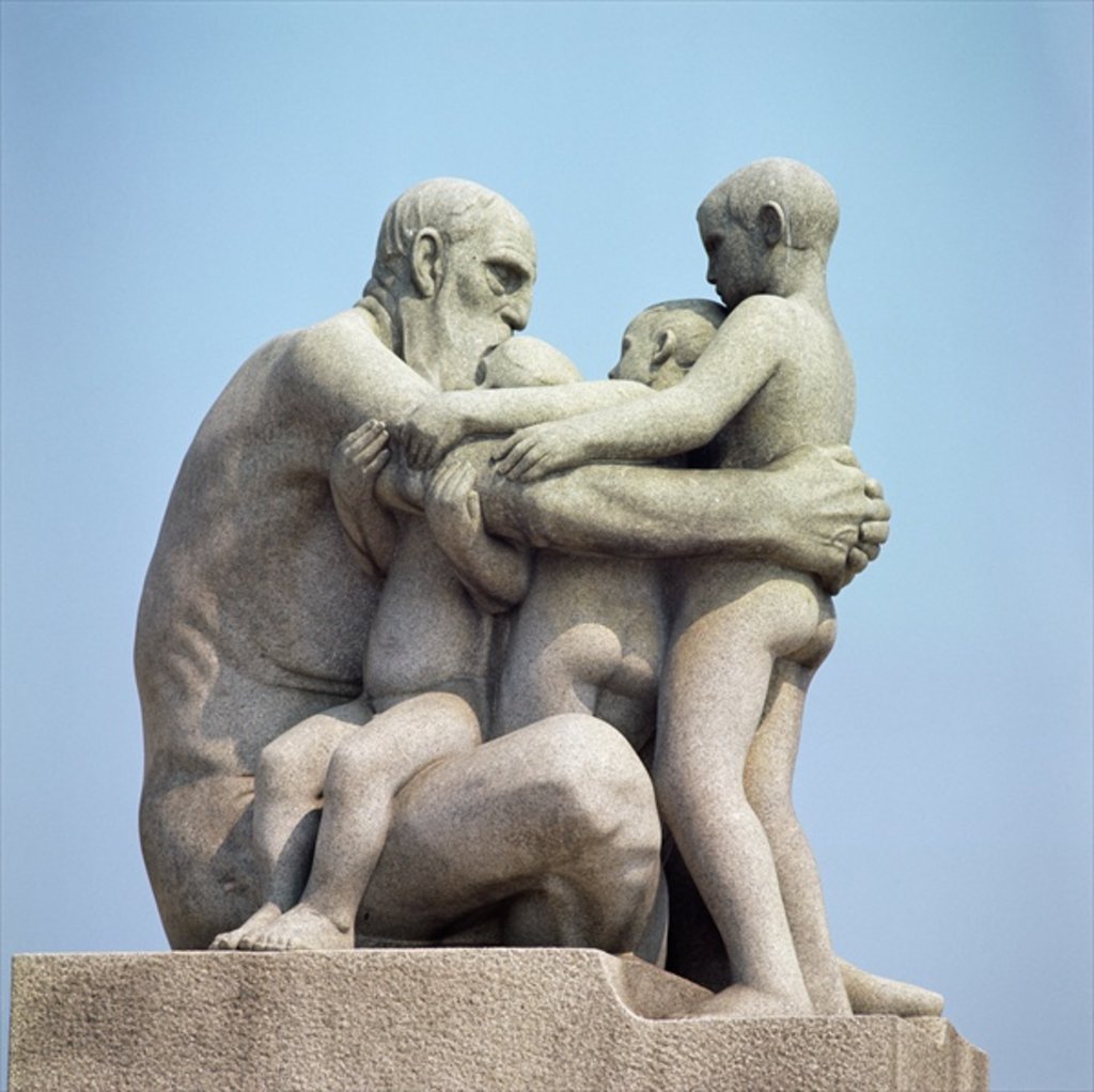 Detail of Old Man Embracing Four Young Boys by Gustav Vigeland