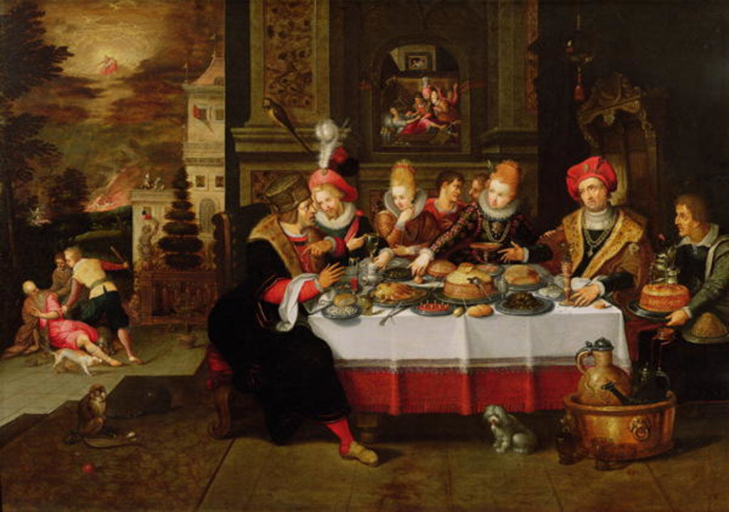 Detail of Lazarus and the Rich Man's Table by Kasper or Gaspar van den Hoecke