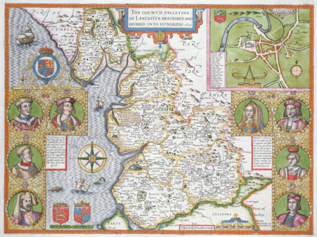 Detail of Lancashire in 1610 by John Speed
