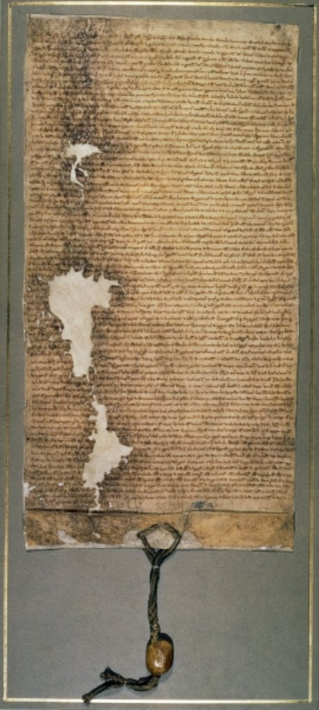 Detail of Magna Carta, the final version issued in 1225 by King Henry III by English School