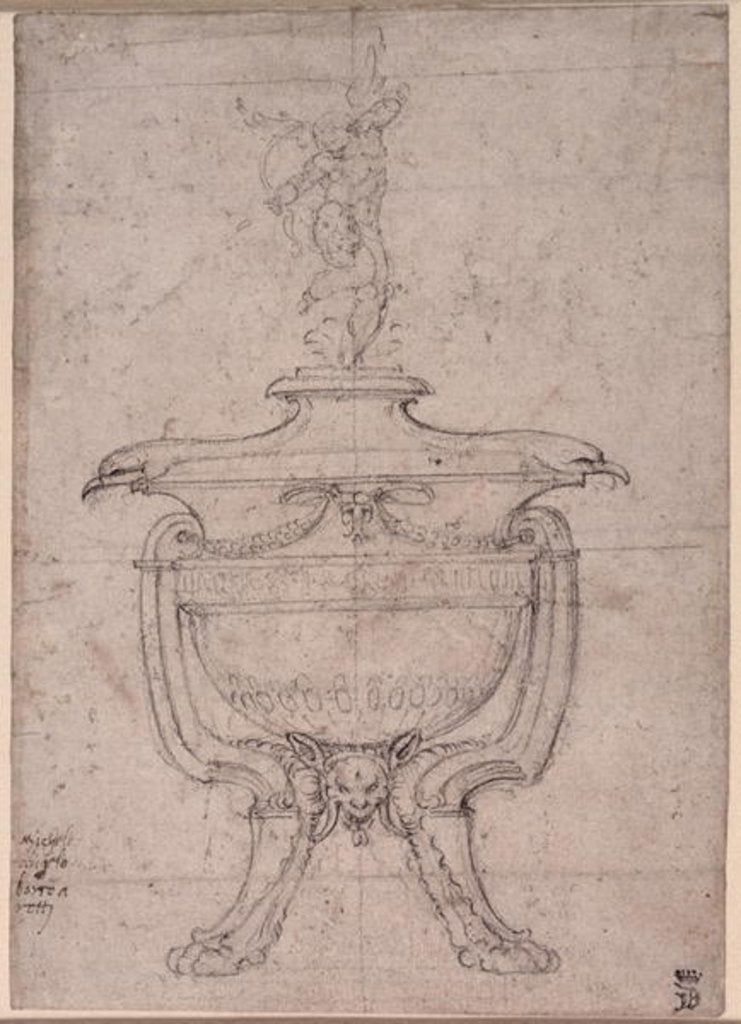 Detail of Study of a decorative urn by Michelangelo Buonarroti