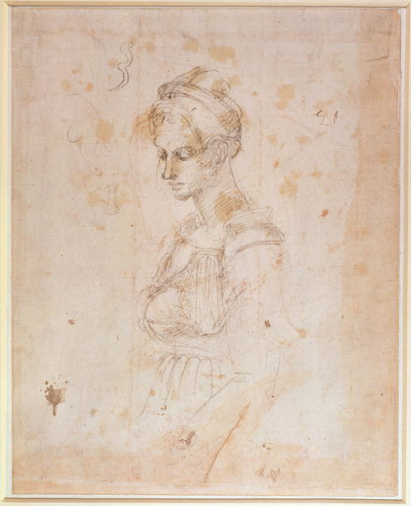 Detail of Sketch of a woman by Michelangelo Buonarroti