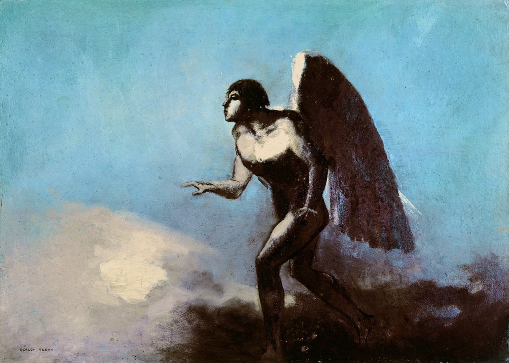 Detail of The Winged Man or, Fallen Angel, before 1880 by Odilon Redon