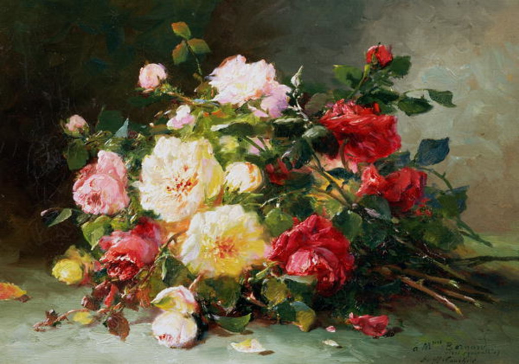 Detail of A Bouquet of Roses by Eugene Henri Cauchois