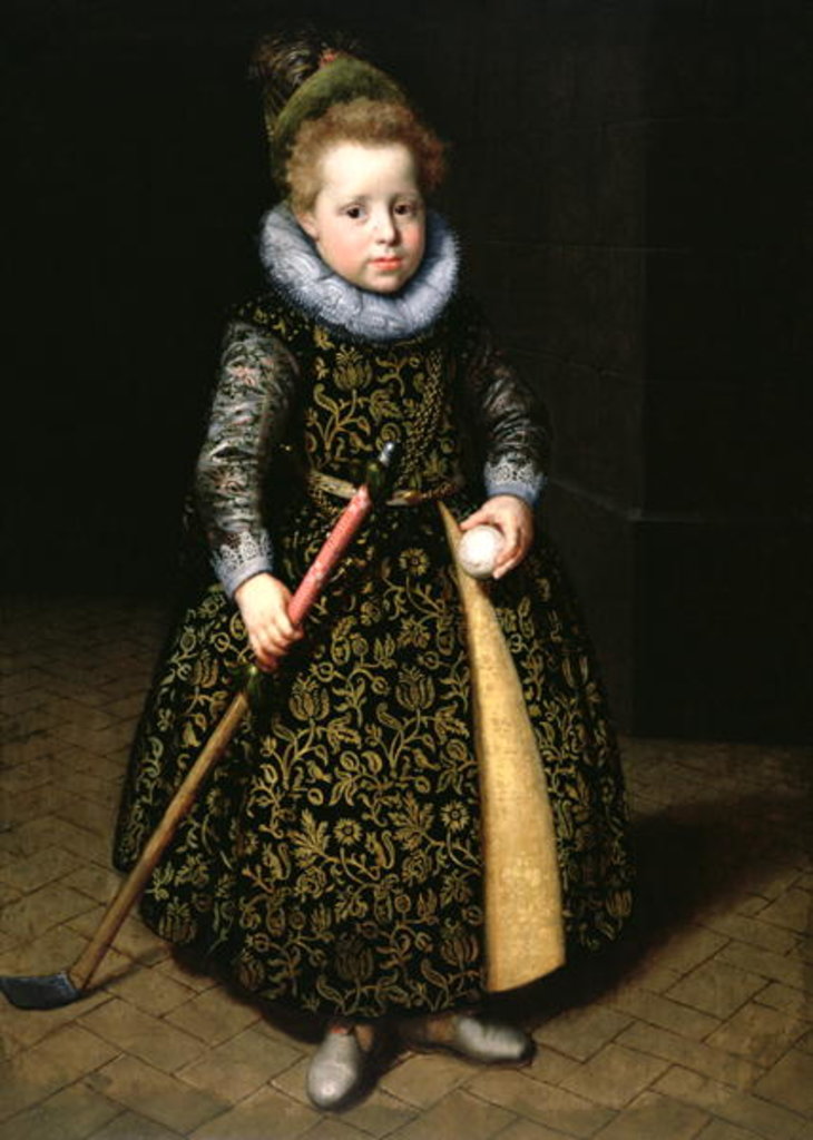 Detail of Portrait of a four-year old boy with club and ball, 1611 by Paulus Moreelse