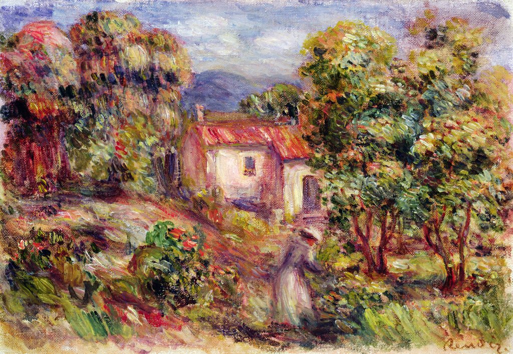 Detail of Woman picking Flowers in the Garden of Les Colettes at Cagnes, 1912 by Pierre Auguste Renoir