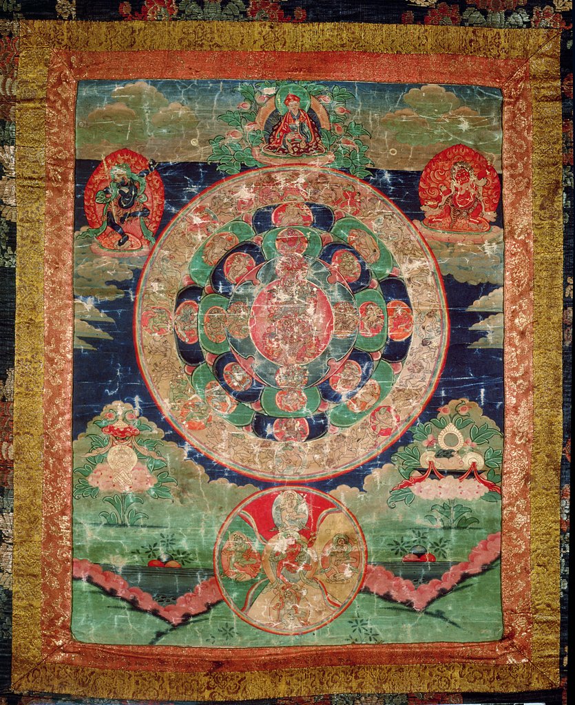 Detail of Bardo Mandala, Thangka showing the period between death and reincarnation by School Tibetan