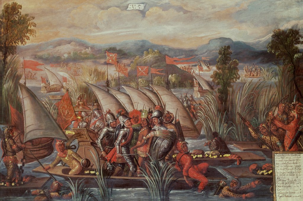 Detail of The Capture of Guatemoc, the last Aztec Emperor of Mexico by Spanish School