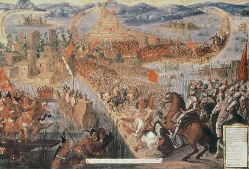 Detail of The Conquest of Tenochtitlan by Spanish School