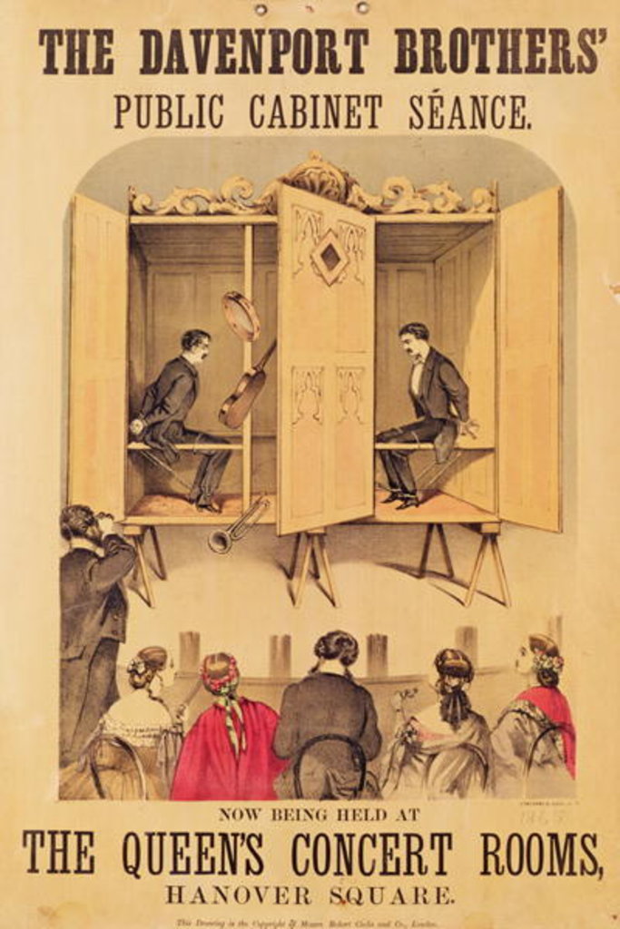 Detail of Poster advertising a psychic performance by the Davenport Brothers, 1865 by English School