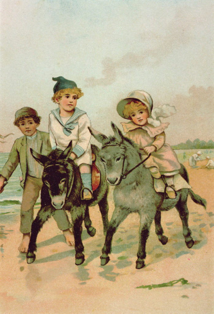 Detail of Children Riding Donkeys at the Seaside by Harriet M. Bennett
